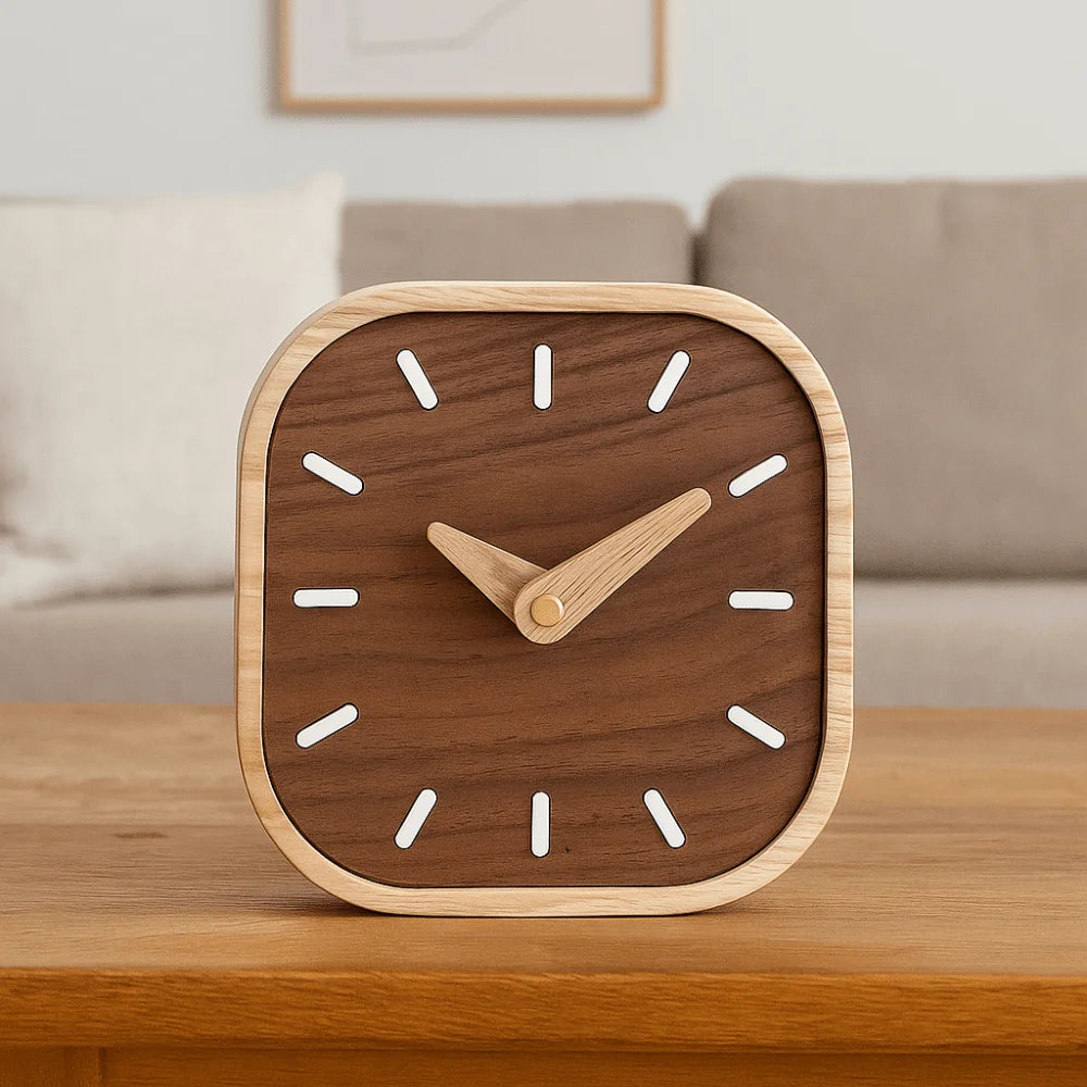 simple wooden bedside clock