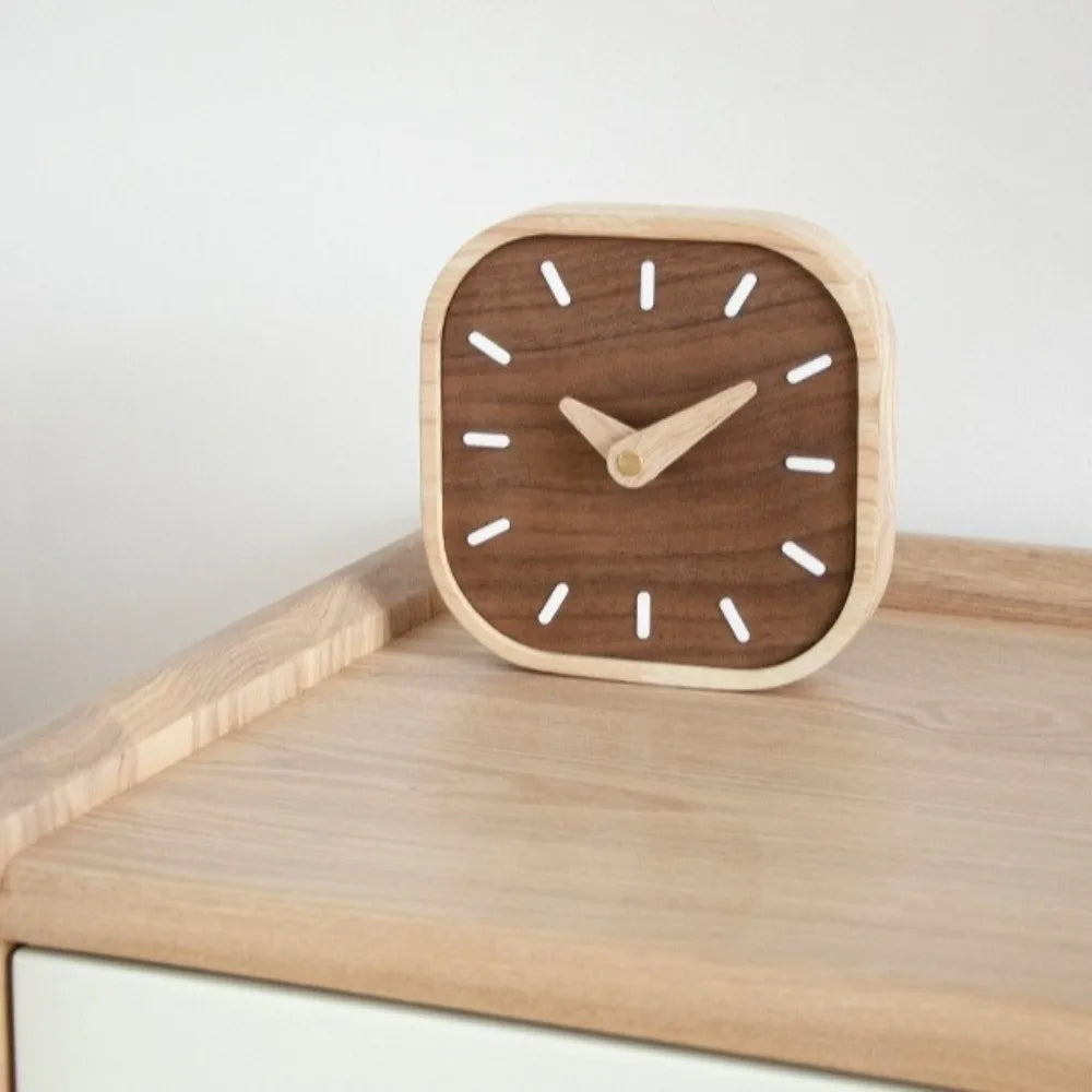 simple wooden bedside clock