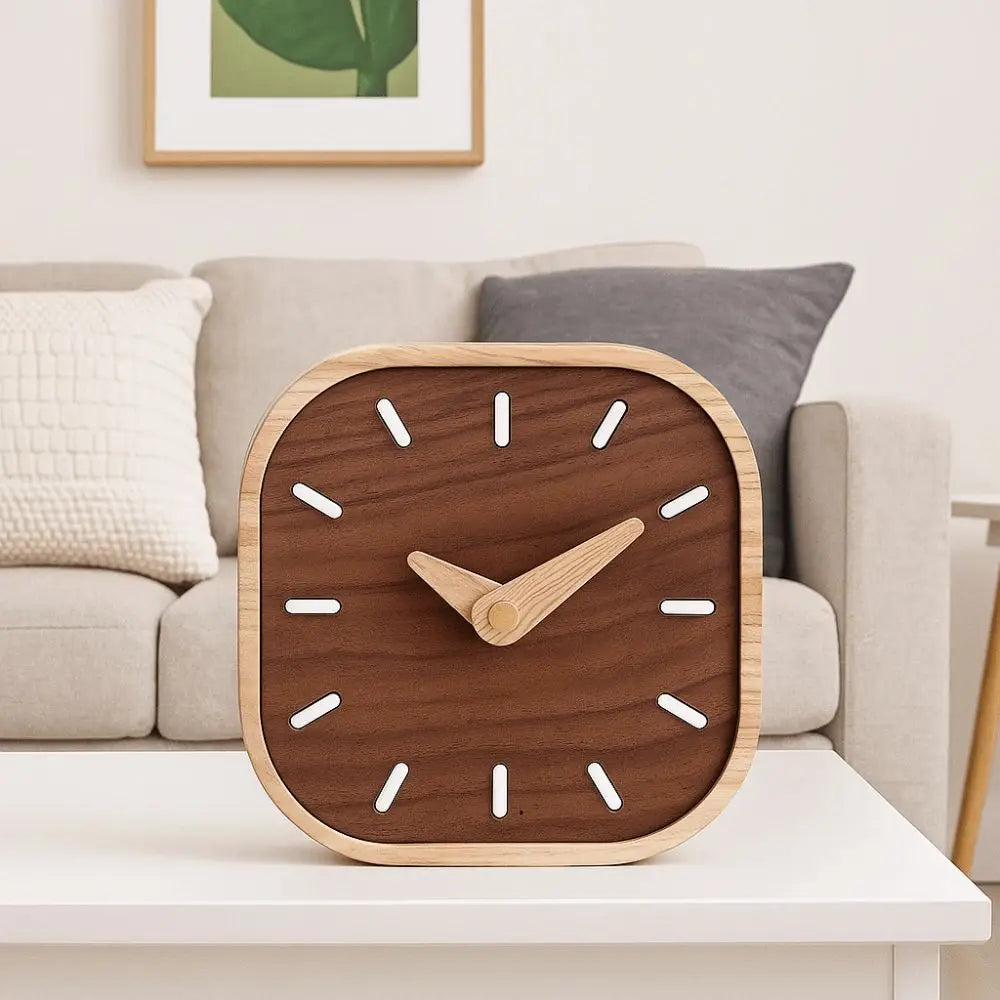 simple wooden bedside clock