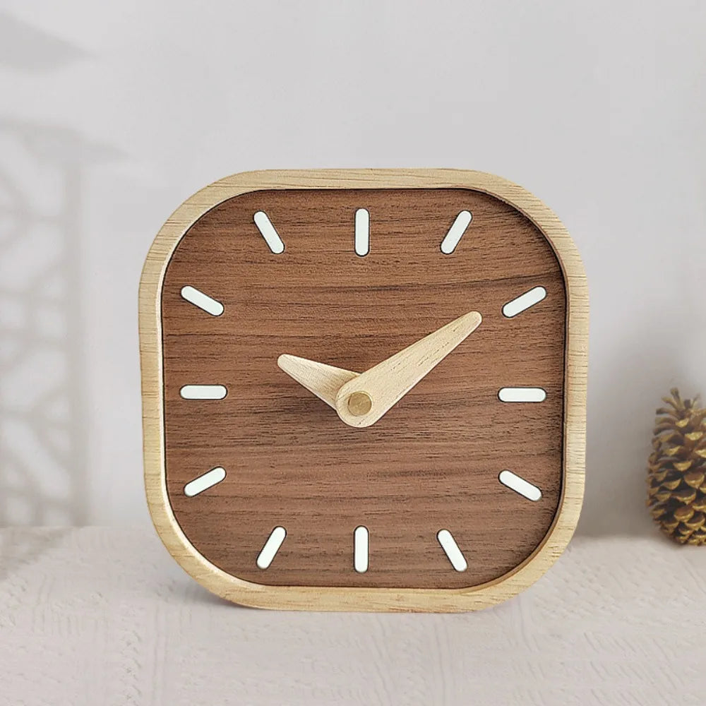 simple wooden bedside clock