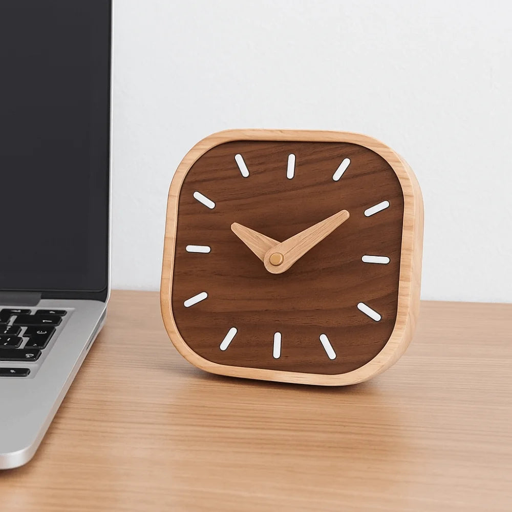 simple wooden bedside clock