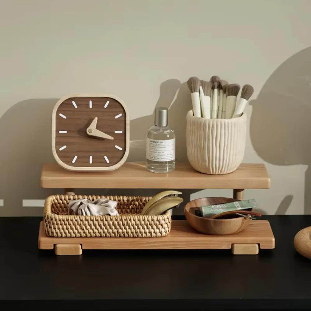 simple wooden bedside clock
