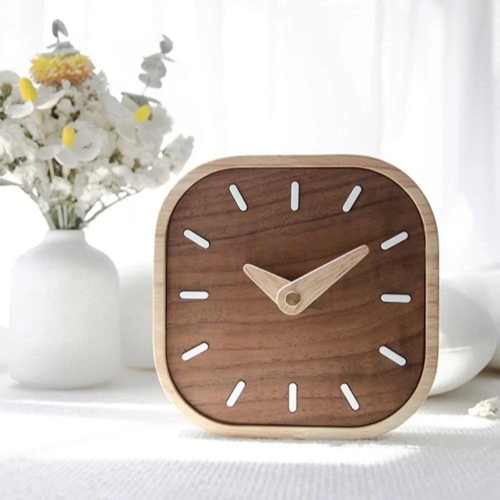 simple wooden bedside clock