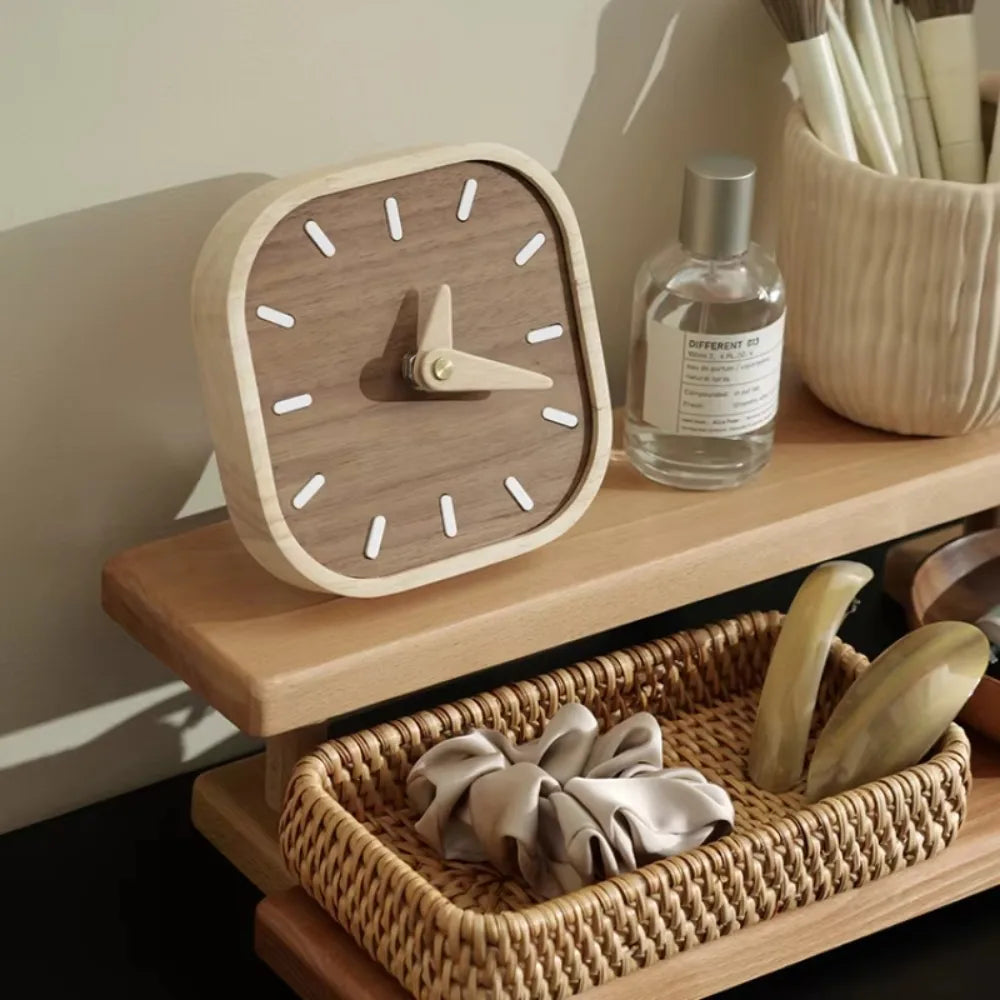 simple wooden bedside clock
