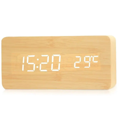 wooden digital alarm clock