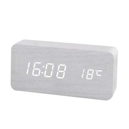 wooden digital alarm clock