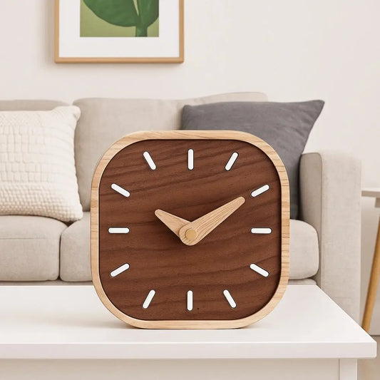 simple wooden bedside clock