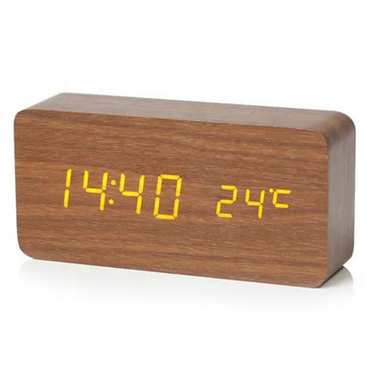 wooden digital alarm clock