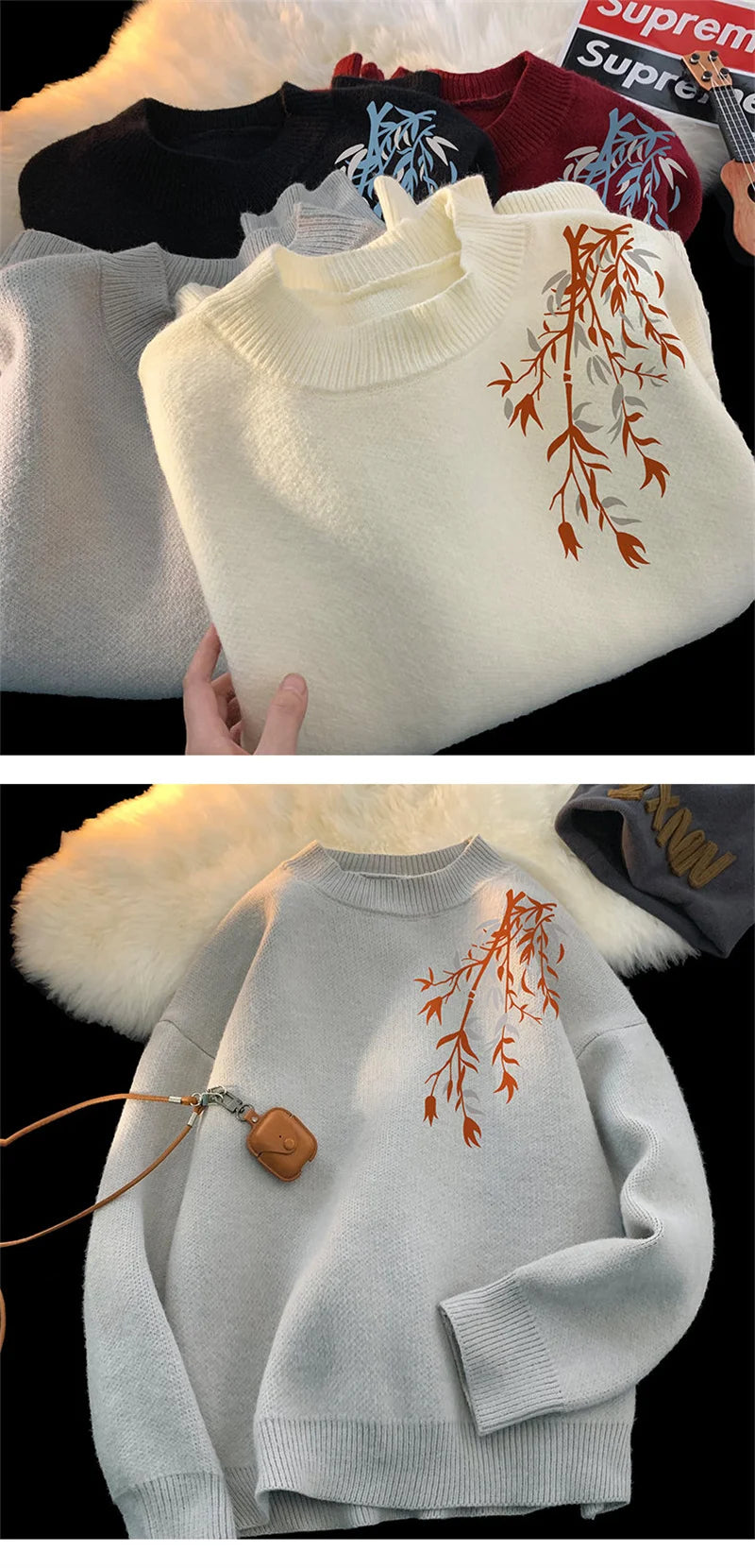 white knit wool sweater