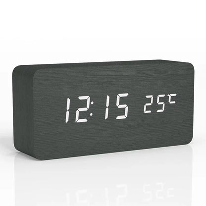 wooden digital alarm clock